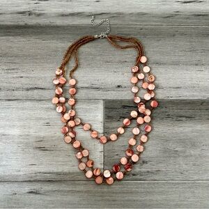 Late 2000s Multistrand Round Shell Beaded Necklace w/ Glass Beads